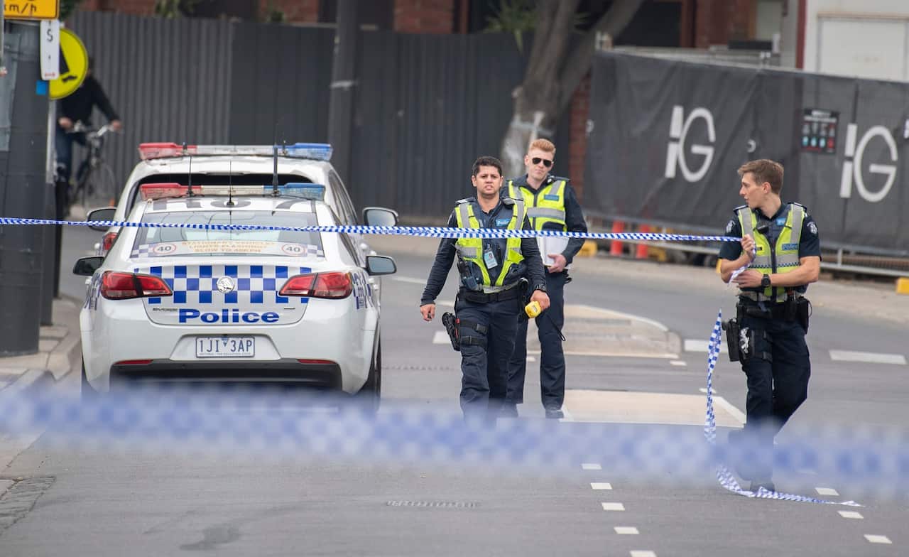 Victoria Police at the scene of a multiple shooting outside Love Machine nightclub in Prahran, Melbourne, Sunday, April 14.