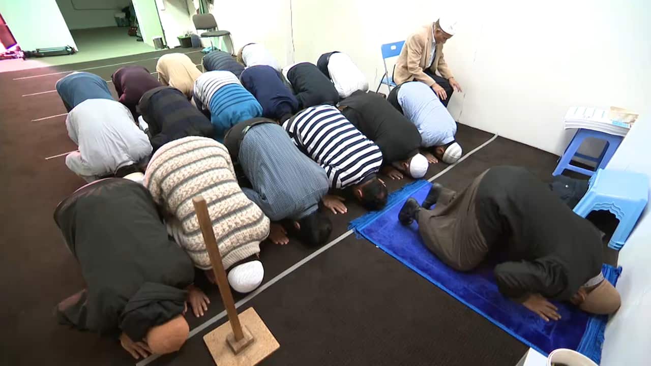 A makeshift prayer room at the back of an inner Sydney convenience store
