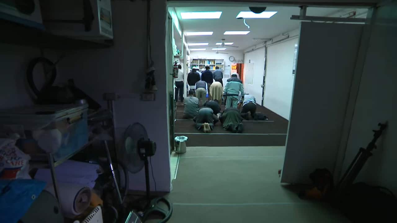 Australian Muslims gather to pray. 