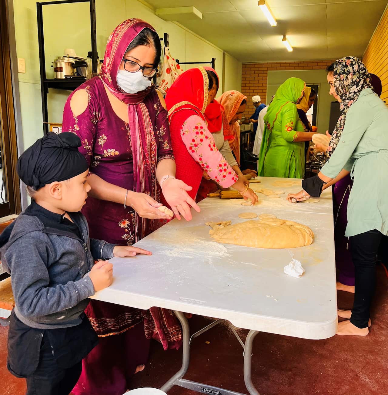 Preparing naan bread at the Albury-Wodonga Gurdwara