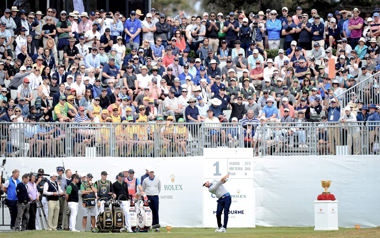 2019 Presidents Cup action at Royal Melbourne.