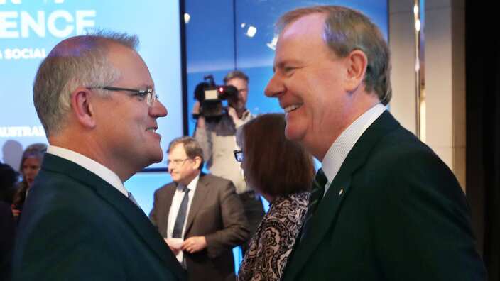 Former Australian Treasurer Peter Costello (left) and Scott Morrison.
