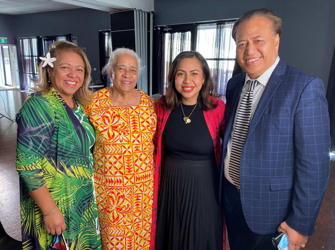 Princess (centre right) with her mother (left) grandmother and father in Brisbane.