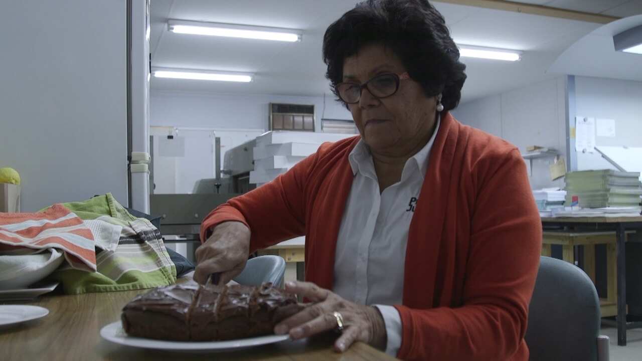 Sheila's homemade chocolate cake.