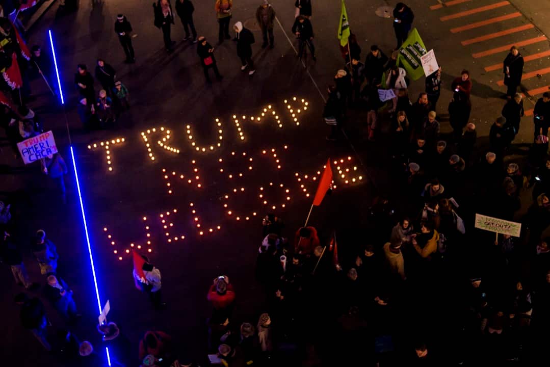Demonstrations ahead of US President Donald Trump's visit at the World Economic Forum (WEF) in Davos.