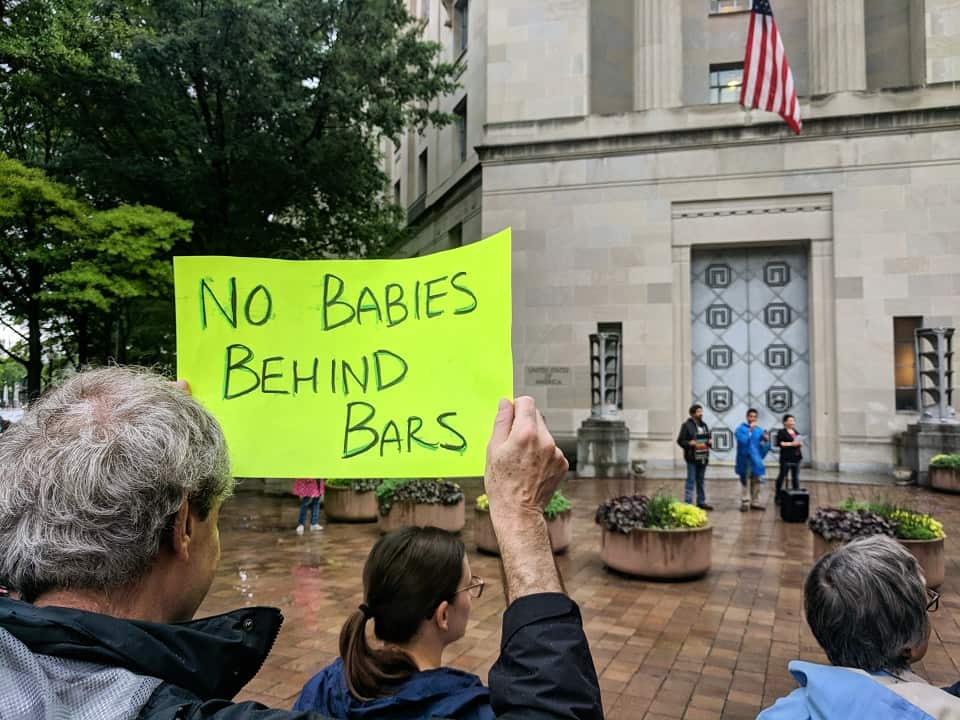 Protests outside the US Department of Justice in Washington, DC.