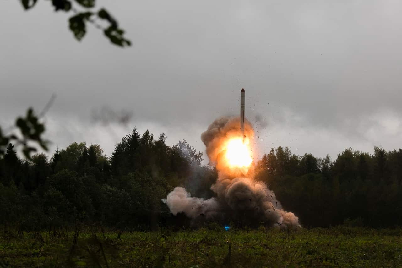 A Russian Iskander -M tactical missile during recent military exercises near St. Petersburg.