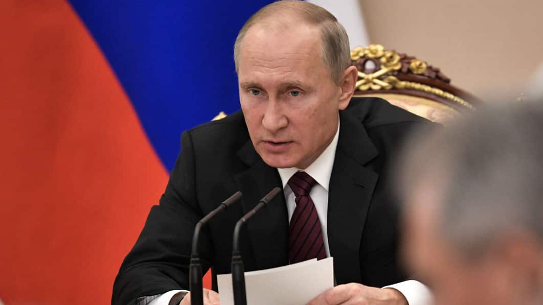 Russian President Vladimir Putin heads the Security Council meeting in Moscow, Russia