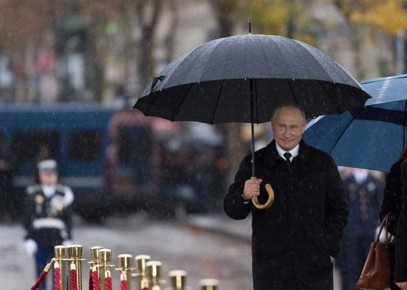 Russian President Vladimir Putin at the commemoration ceremony for Armistice Day.