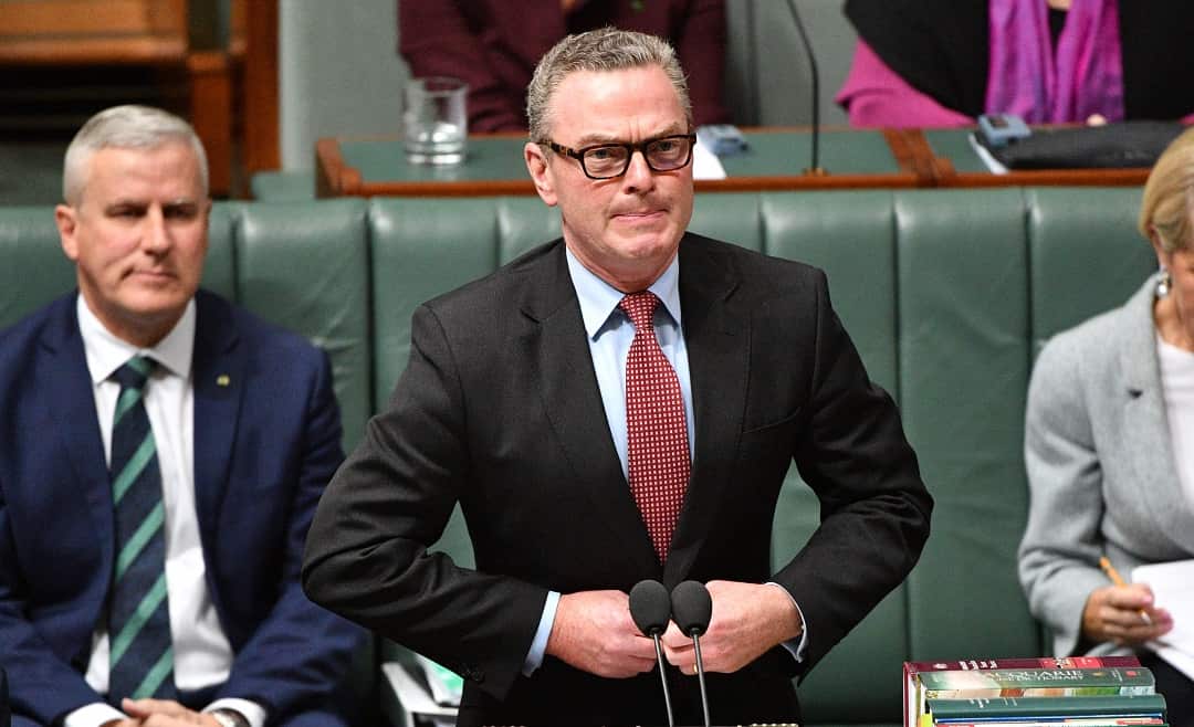 Minister for Defence Industry Christopher Pyne during Question Time in the House Of Representatives at Parliament House in Canberra, Thursday, August 16, 2018. (AAP Image/Mick Tsikas) NO ARCHIVING