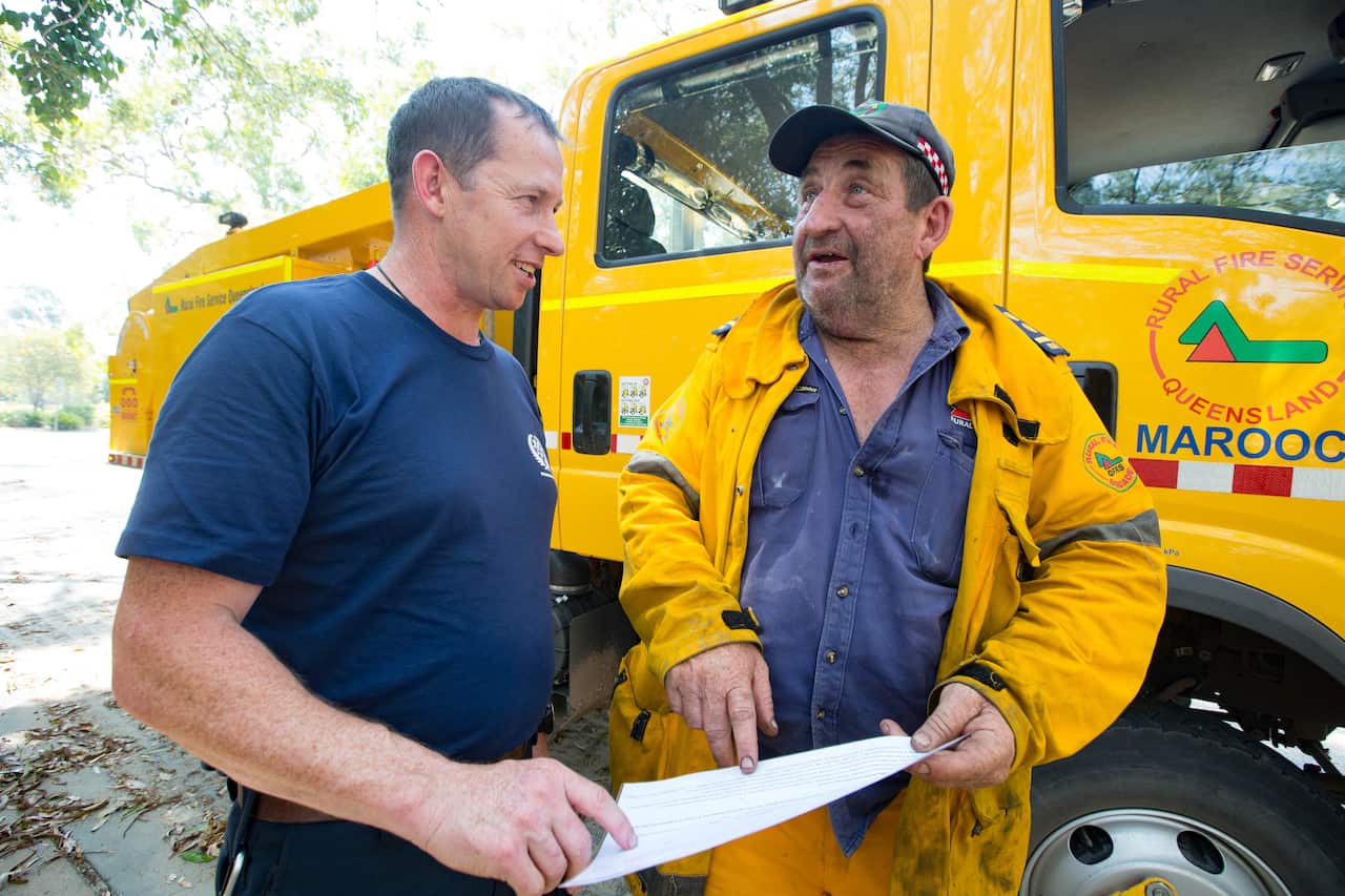 Firefighters in Noosa North Shore, Queensland.