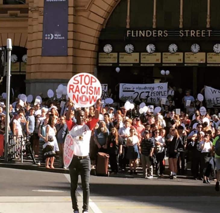 Jafri Katagar infront of Flinders Street Station campaigning (Facebook)