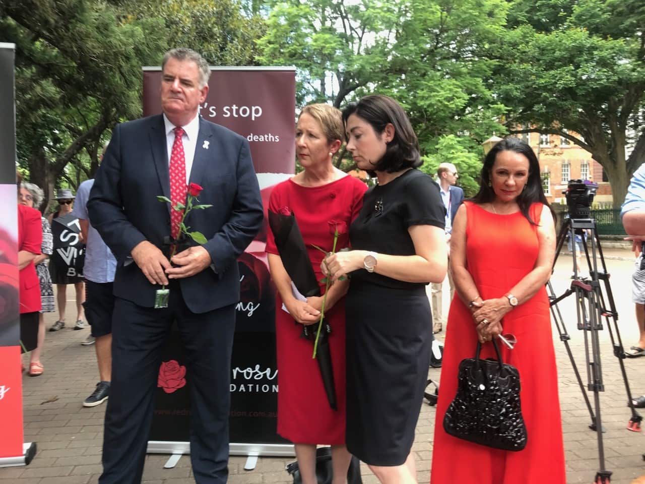 Hundreds gathered outside Parliament House in Brisbane. 