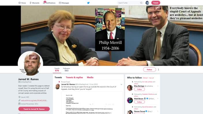 A screenshot of Ramos' Twitter account dedicated to voicing his grievances against the newspaper. 