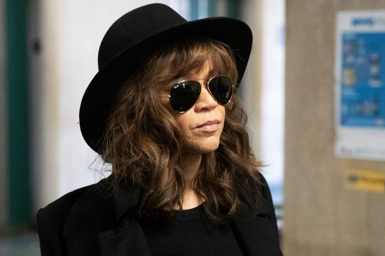 Actress Rosie Perez arrives for Weinstein's rape trial.