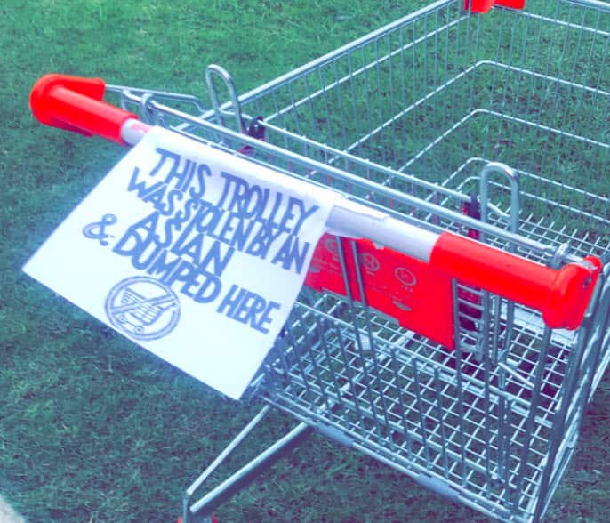 One of the anti-Asian posters said to have been found in the Sydney suburb of Ryde. 