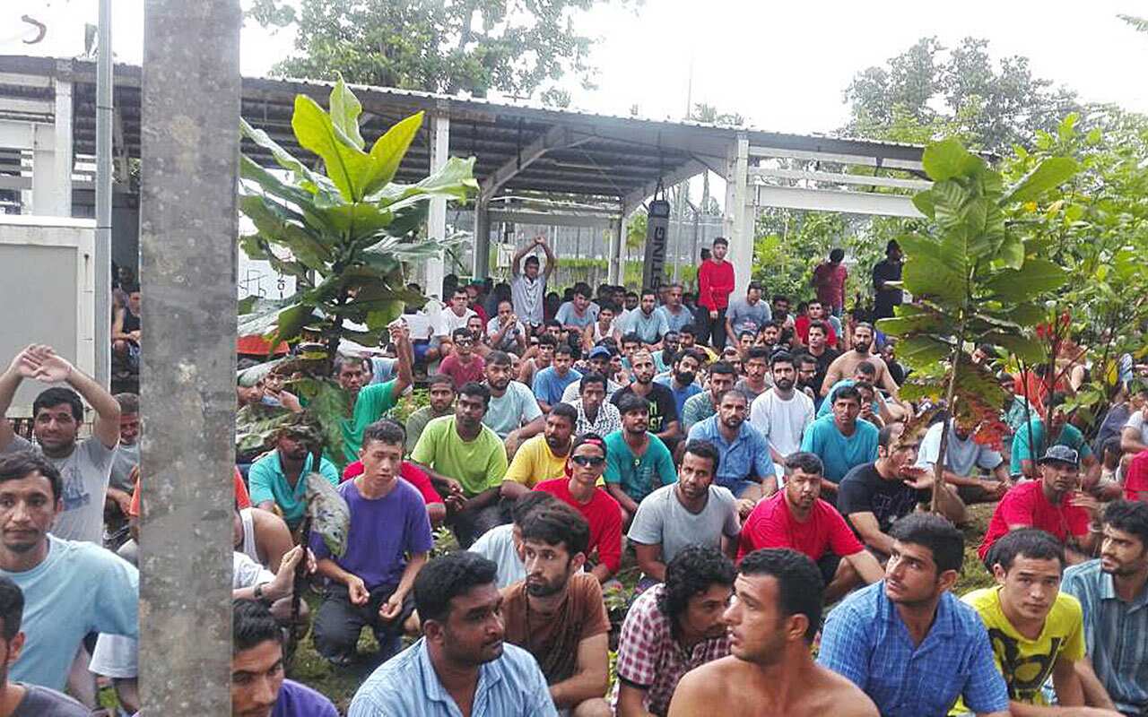 Refugees and Asylum Seekers in protest of moving to new accomodation on Manus Island. 