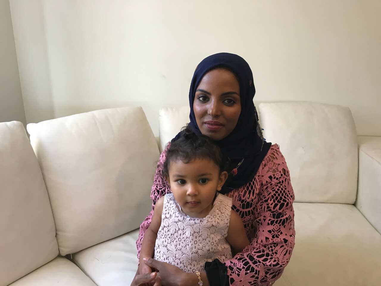Misra Ibrahim with her young daughter. 