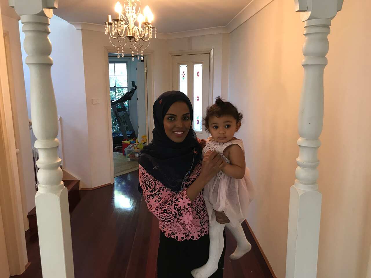 Misra Ibrahim with her young daughter. 