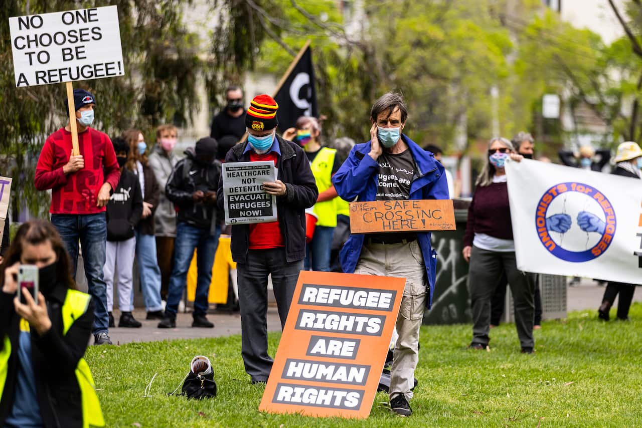 Supporters of refugees at a rally in Melbourne in October.