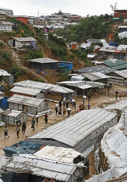 A Rohingya Muslim refugee camp in Cox's Bazar, southeastern Bangladesh. 