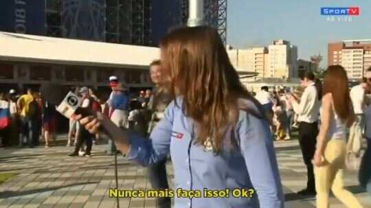 The reporter gave the kisser a lecture - on camera.