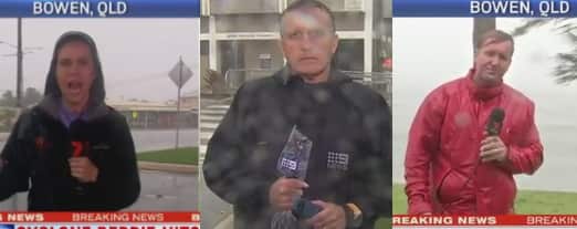 Channel 7 and Channel 9 reporters out and about.