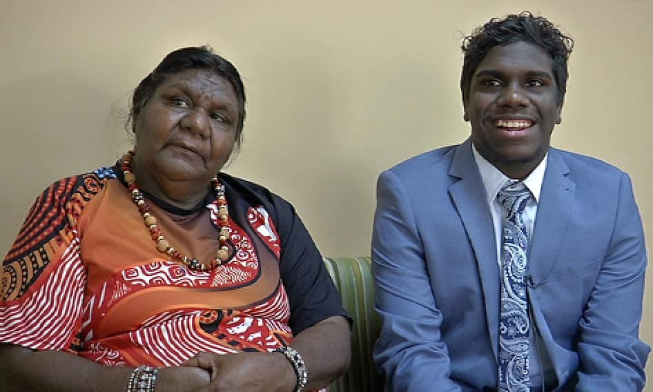 Rueben Williams with his proud grandmother Marjorie.