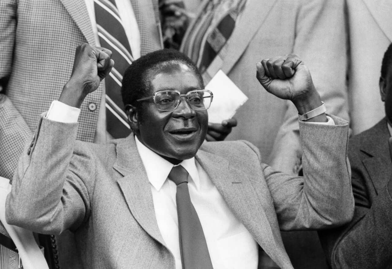 File photo dated April 18, 1980 of Zanu's (Zimbabwe African National Union) leader Robert Mugabe (AAP)