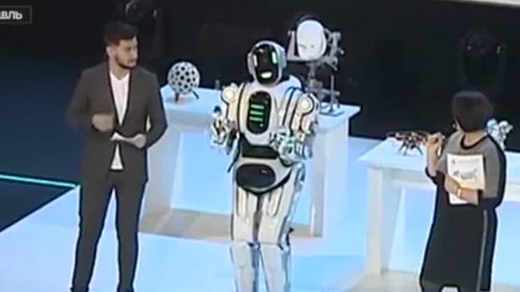 "Boris the robot" was shown in Russia state television, but it turned out to be a man in a suit.