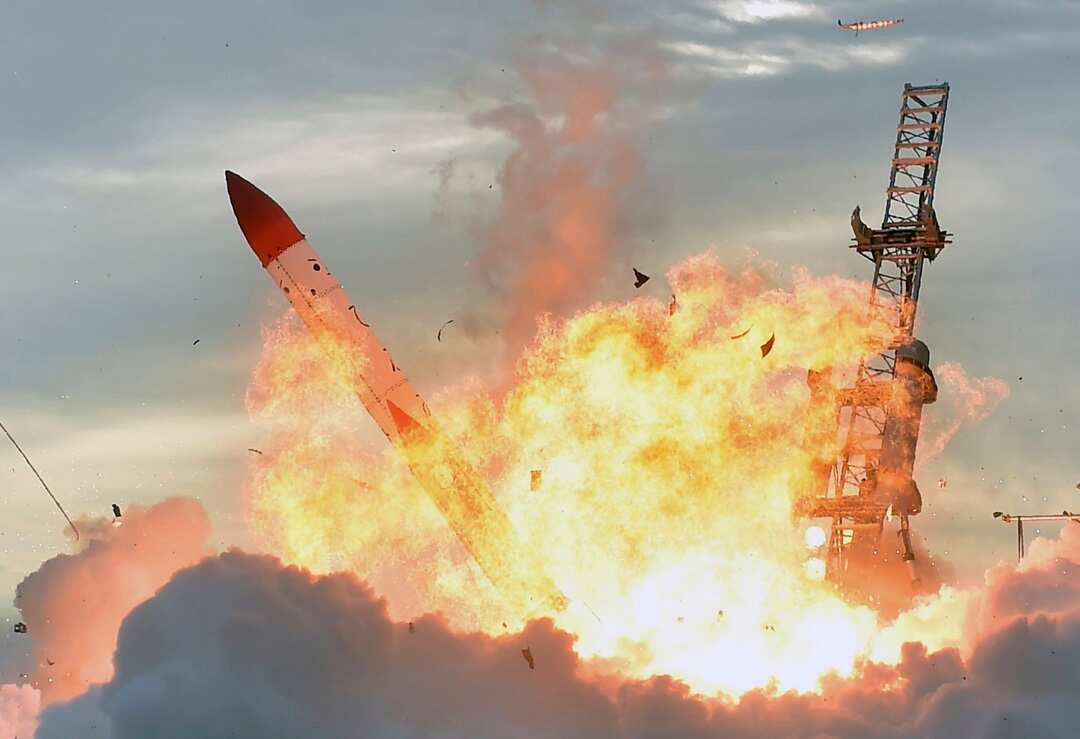 MOMO 2 explodes seconds after lift-off at Taiki, Hokkaido. 