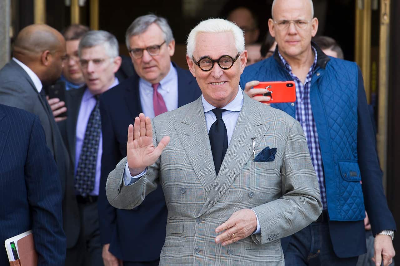 Roger Stone, an associate of President Donald Trump, leaves the US District Court on 14 March 2019. 