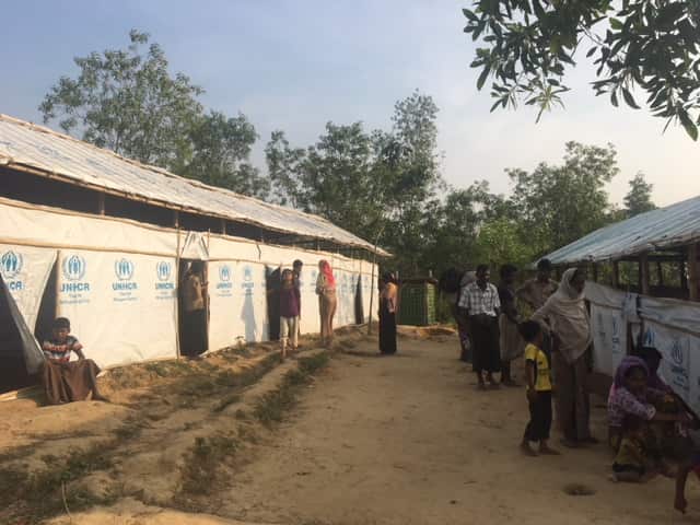 The scene of a refugee camp in Bangladesh. 