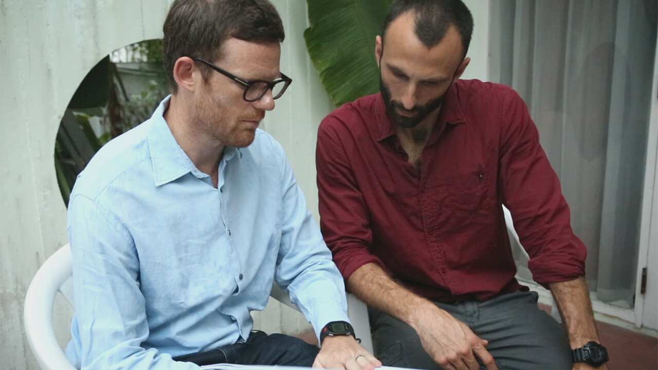 Jason Motlagh (right) with Matthew Smith from Fortify Rights.