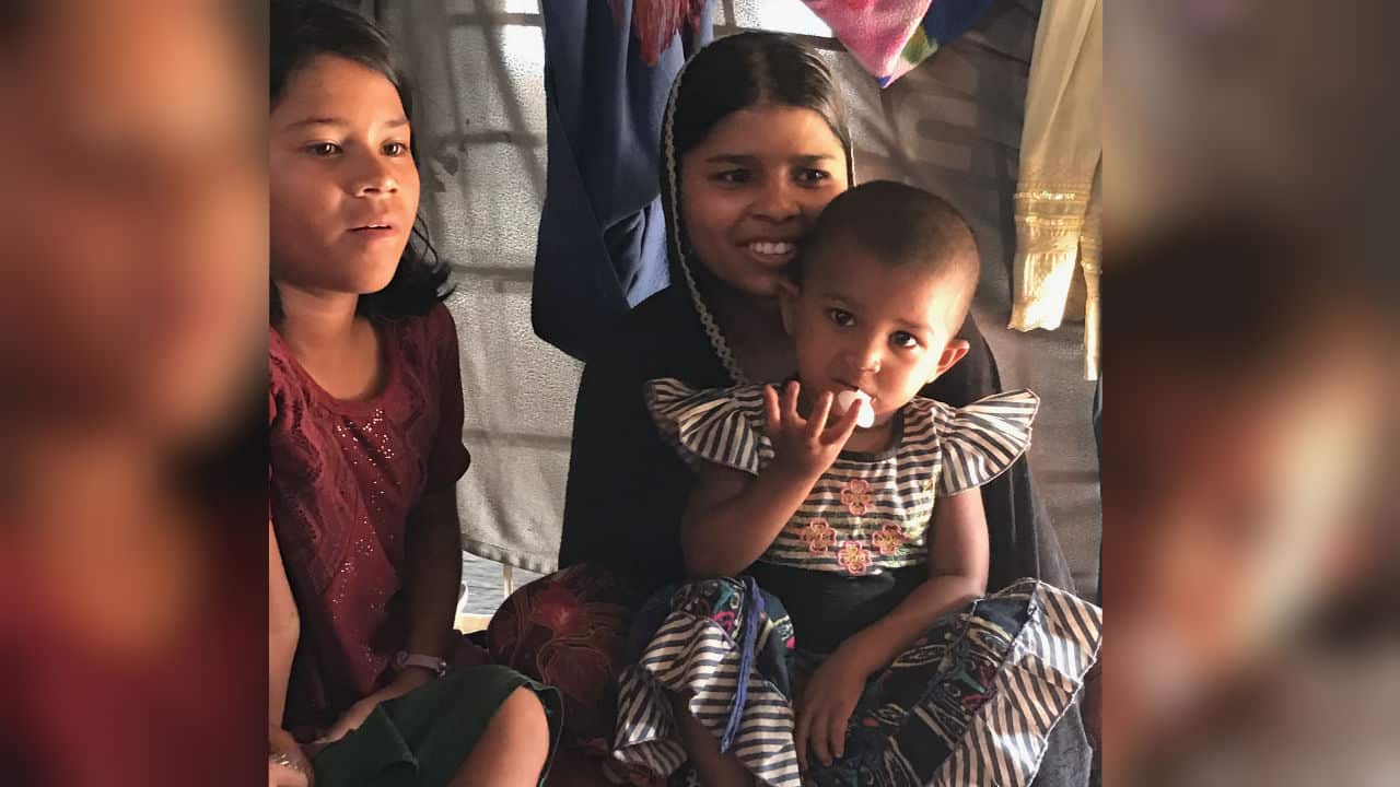 Rosina and Dilwara with younger sister Amina Khatun (aged three).