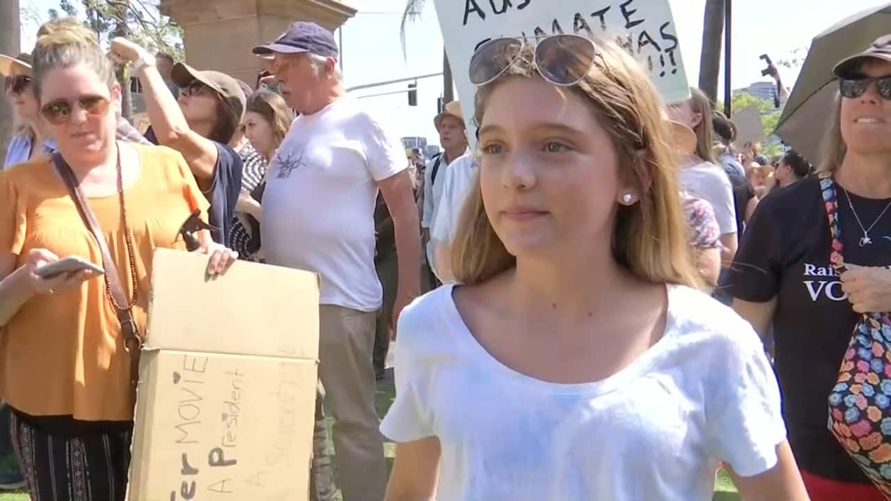 Ruby at the Brisbane protest.