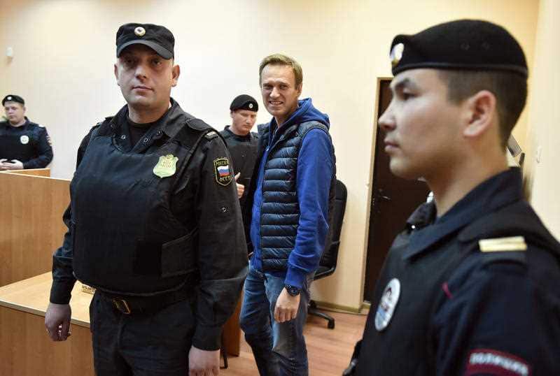 Russian opposition leader Alexei Navalny during his court hearing.