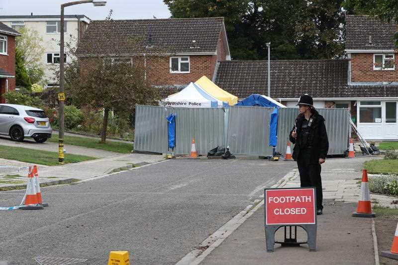 The home of former Russian spy Sergei Skripal in Salisbury, Wiltshire under police guard.