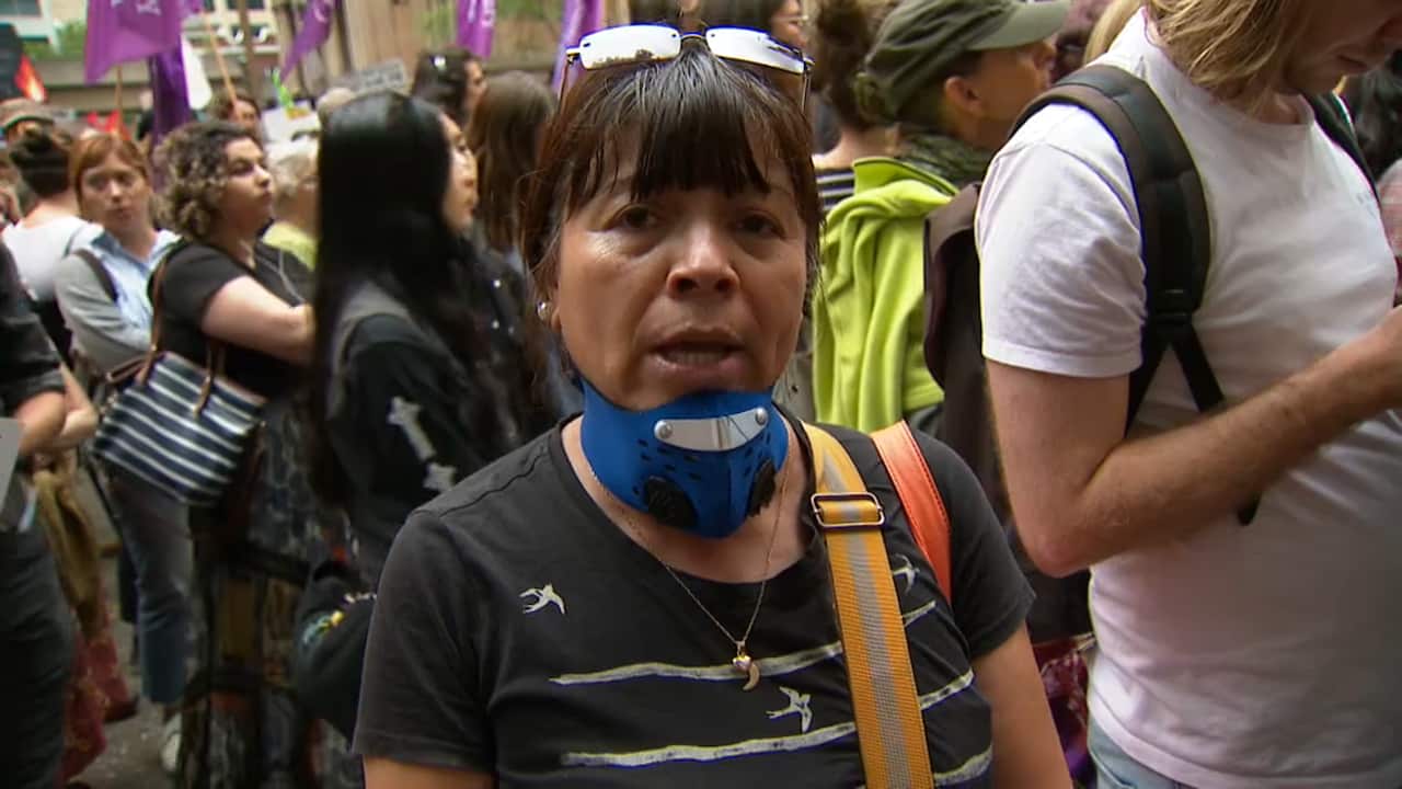 Patricia Rosas at a Sydney rally demanding action on climate change.