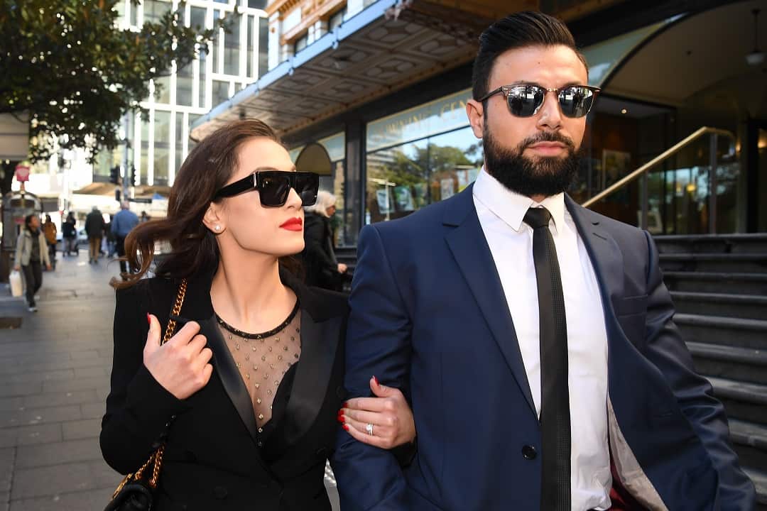 Fatima Mehajer (left) leaves the Downing Centre court in Sydney, Friday, June 22, 2018. (AAP Image/Joel Carrett) NO ARCHIVING