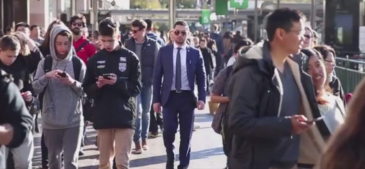 Mehajer walking through a crowd (Youtube)