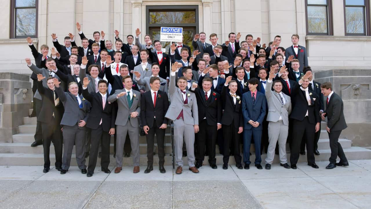 A school district in Wisconsin said the First Amendment prevented it from punishing students in this picture.