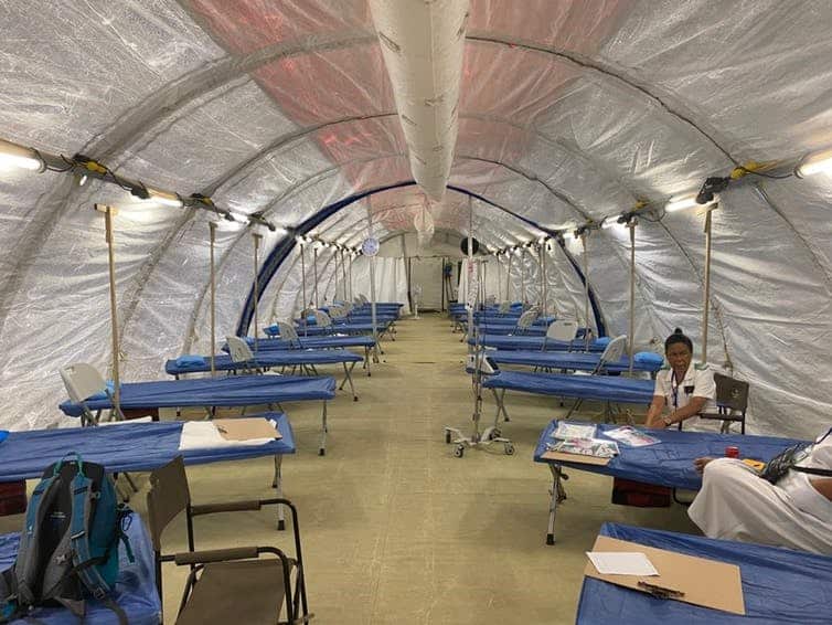 AusMAT set up a temporary ward in Apia, Samoa, to treat young patients.