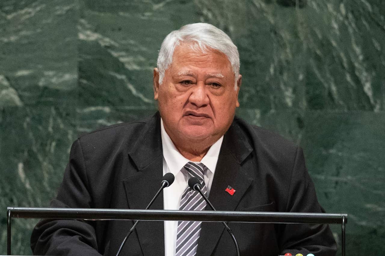 Tuilaepa Sailele Malielegaoi addresses the 74th session of the United Nations General Assembly in New York on 29 September 2019.