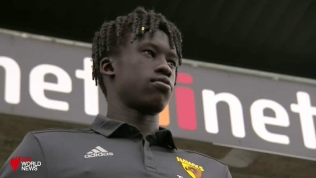 Hawthorn defender Changkouth Jiath was born in an Ethiopian refugee camp in 1999. 