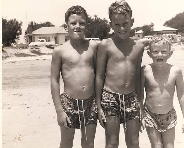 Peter Sheil, centre, with brothers Christopher, left, and Hugh