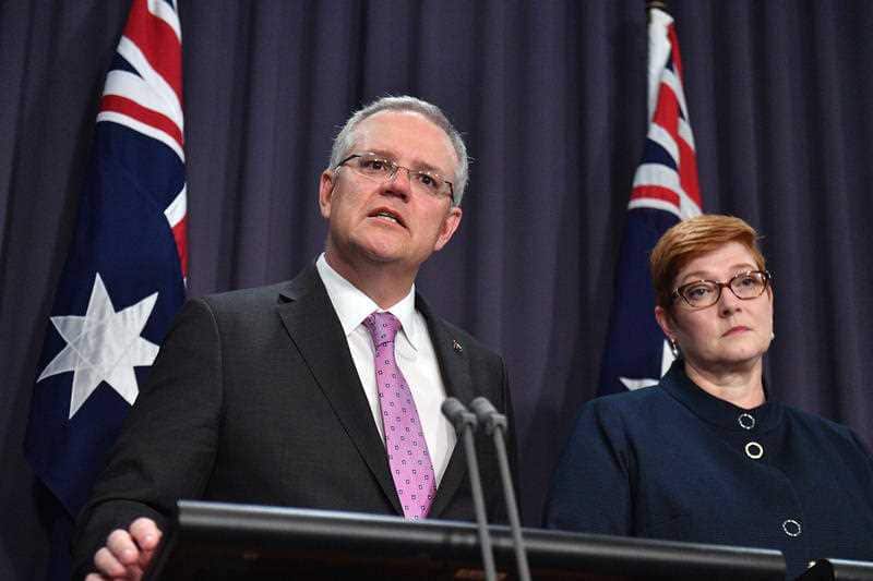 Scott Morrison and Foreign Affairs Minister Marise Payne address the media about moving our embassy from Tel Aviv to Jerusalem.