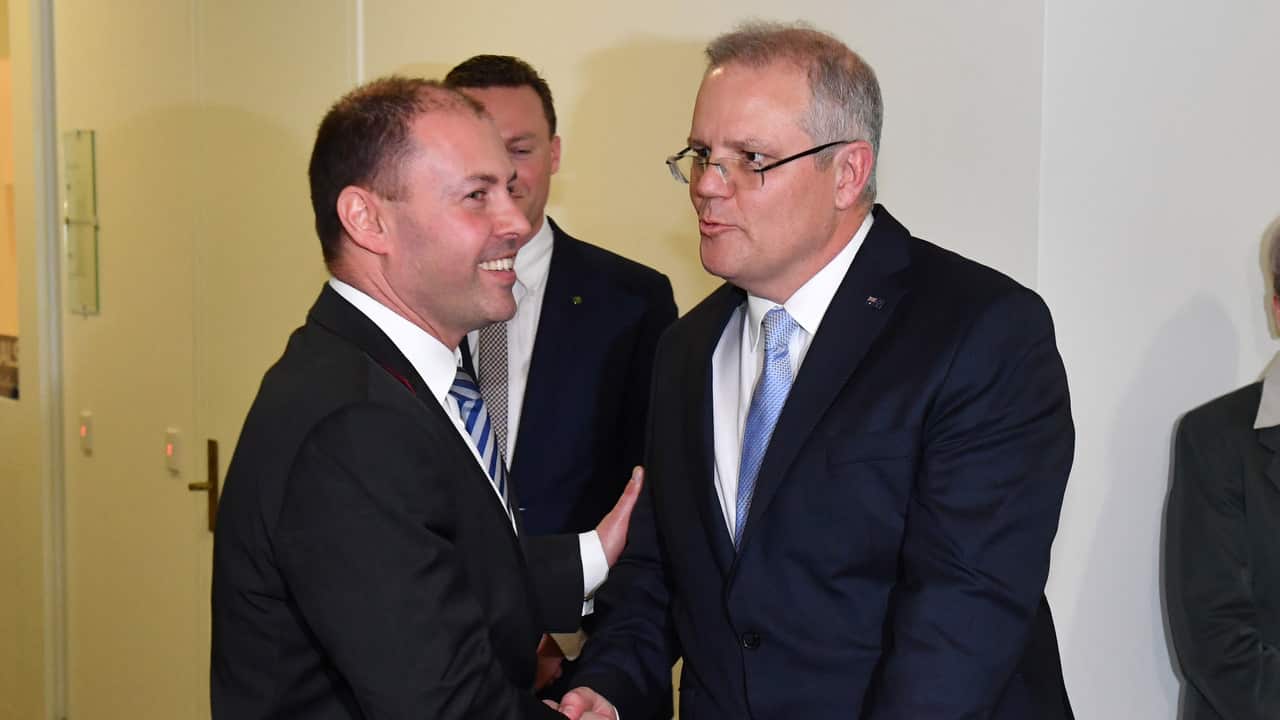 The new Deputy Liberal leader Josh Frydenberg and Prime Minister Scott Morrison.
