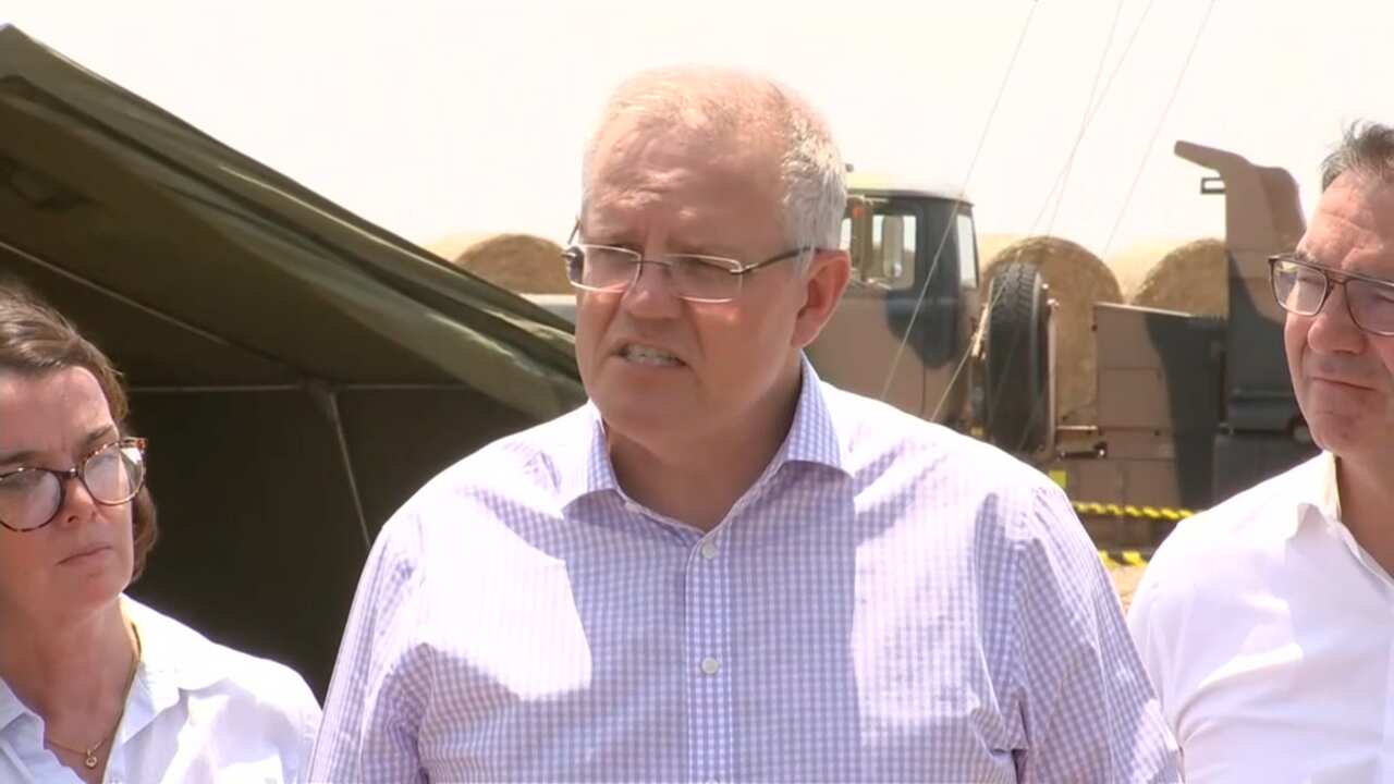 Scott Morrison addresses the media on Kangaroo Island on Wednesday. 