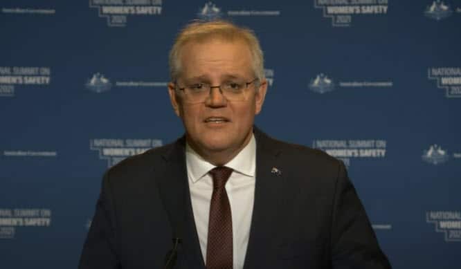 Prime Minister Scott Morrison giving his keynote address to the National Summit on Women’s Safety.